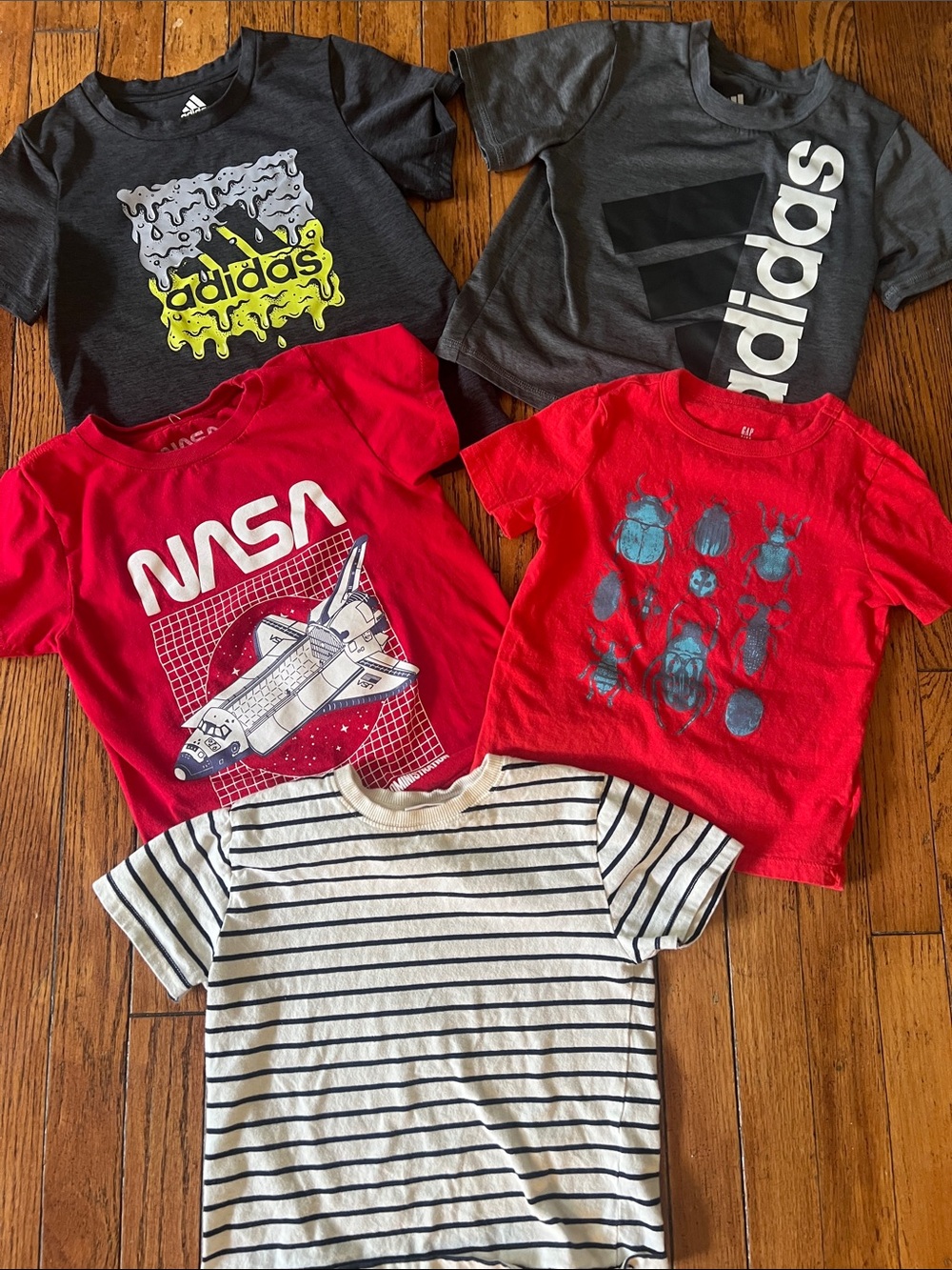 Multiples Kids Red NASA & Graphic Short Sleeve Tee Bundle with Striped Tee